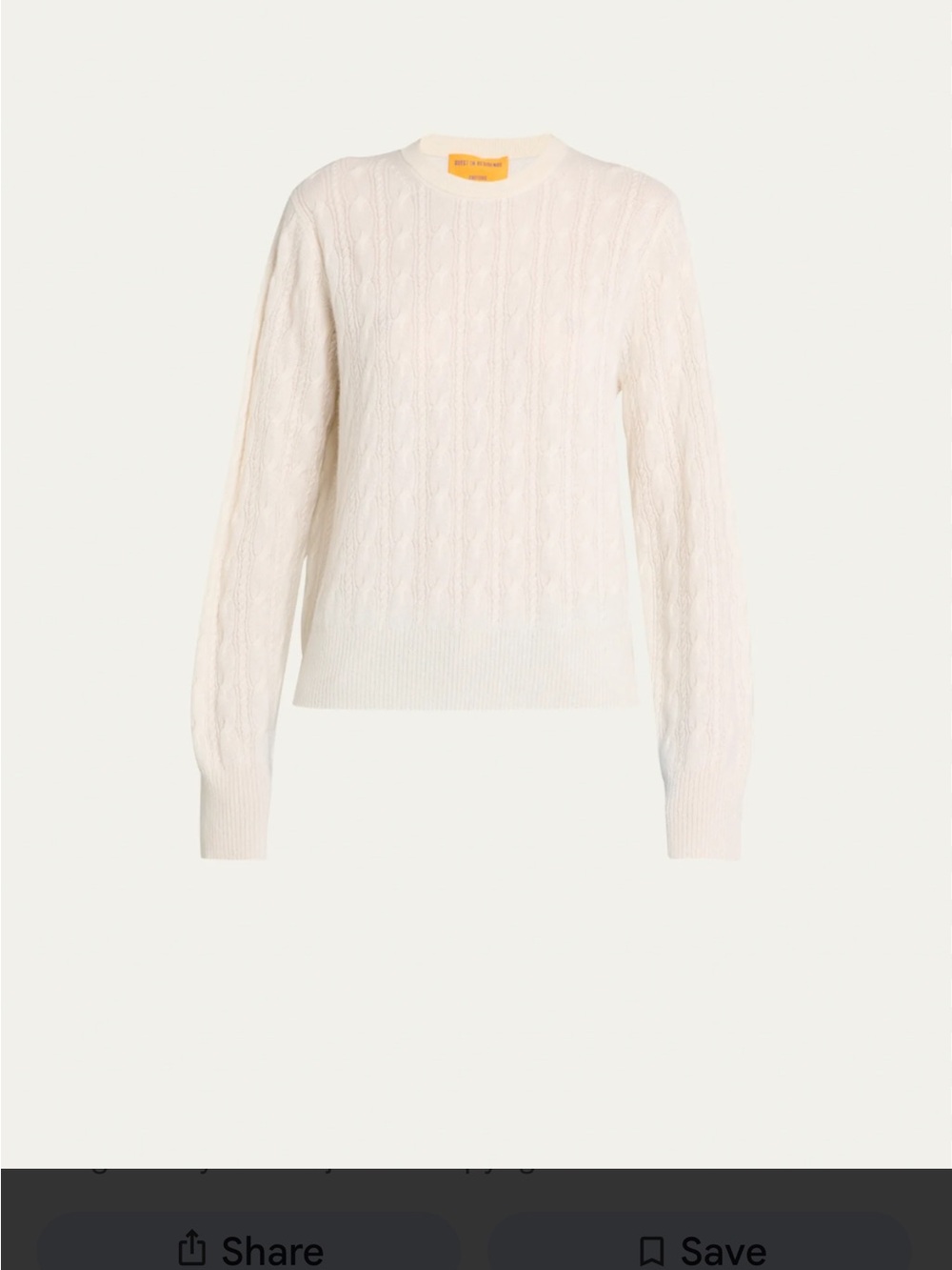 Guest In Residence, Never Worn,
Light Pink Cable-Knit Crewneck Sweater.